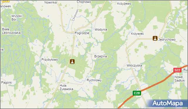 mapa Brzezina gmina Tolkmicko, Brzezina gmina Tolkmicko na mapie Targeo