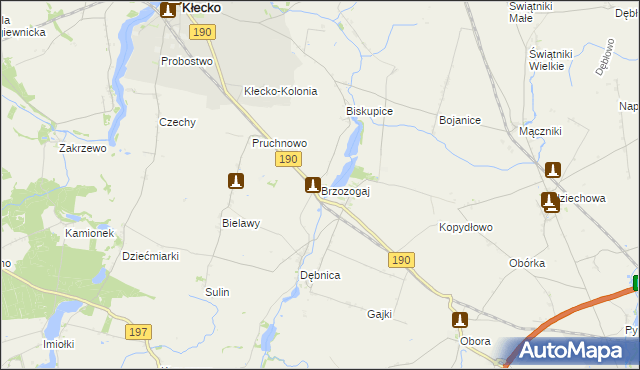 mapa Brzozogaj gmina Kłecko, Brzozogaj gmina Kłecko na mapie Targeo
