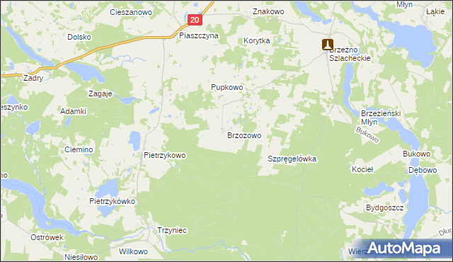 mapa Brzozowo gmina Lipnica, Brzozowo gmina Lipnica na mapie Targeo