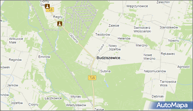 mapa Budziszewice powiat tomaszowski, Budziszewice powiat tomaszowski na mapie Targeo