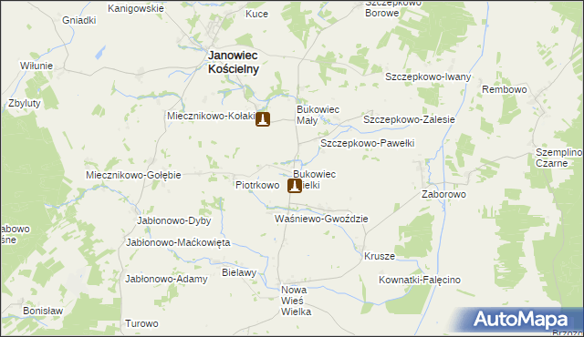 mapa Bukowiec Wielki, Bukowiec Wielki na mapie Targeo