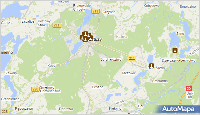 mapa Burchardztwo, Burchardztwo na mapie Targeo