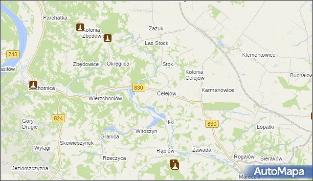 mapa Celejów gmina Wąwolnica, Celejów gmina Wąwolnica na mapie Targeo