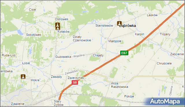 mapa Chajęty, Chajęty na mapie Targeo