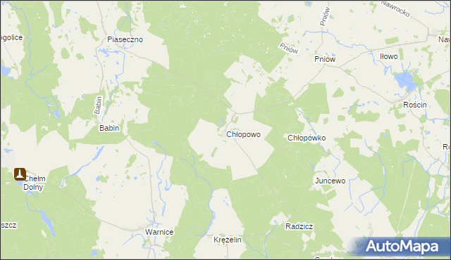 mapa Chłopowo gmina Myślibórz, Chłopowo gmina Myślibórz na mapie Targeo