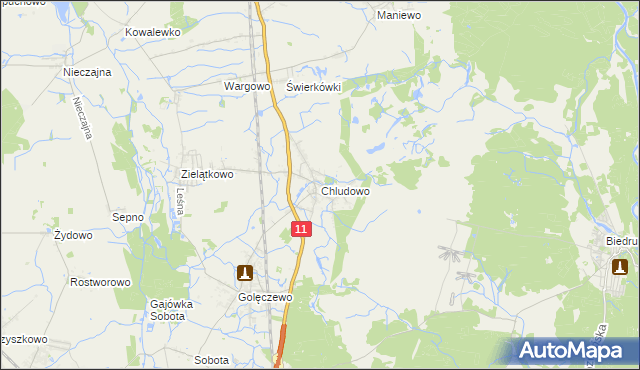 mapa Chludowo, Chludowo na mapie Targeo