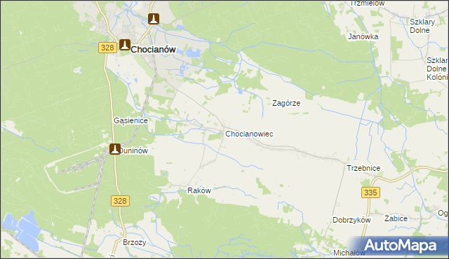 mapa Chocianowiec, Chocianowiec na mapie Targeo