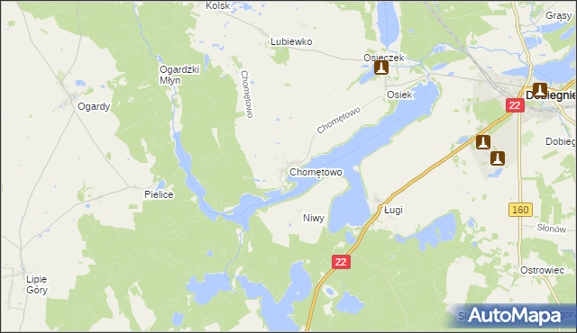 mapa Chomętowo gmina Dobiegniew, Chomętowo gmina Dobiegniew na mapie Targeo