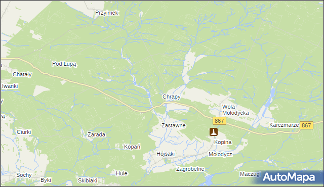 mapa Chrapy, Chrapy na mapie Targeo
