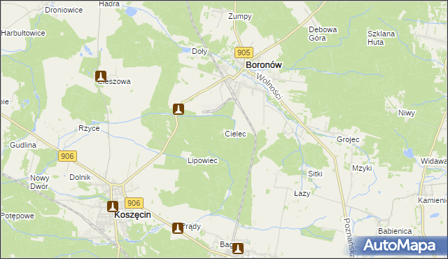 mapa Cielec, Cielec na mapie Targeo