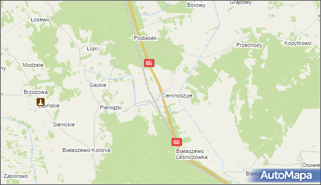 mapa Ciemnoszyje, Ciemnoszyje na mapie Targeo
