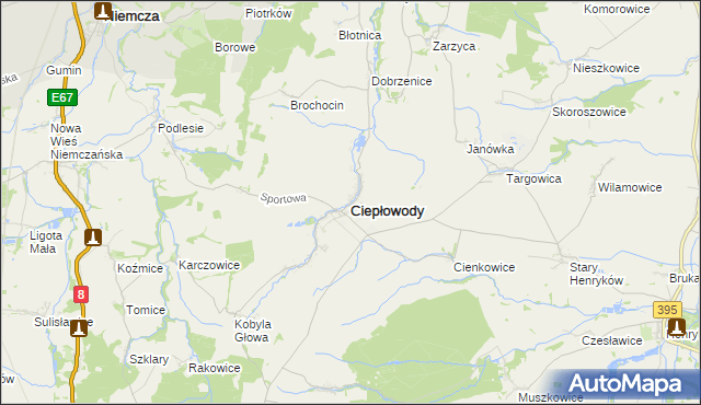 mapa Ciepłowody, Ciepłowody na mapie Targeo