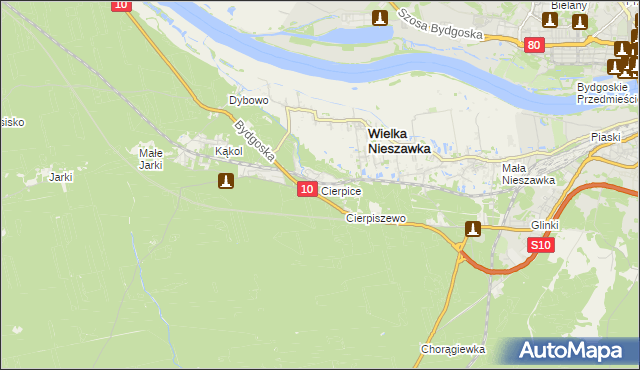 mapa Cierpice gmina Wielka Nieszawka, Cierpice gmina Wielka Nieszawka na mapie Targeo