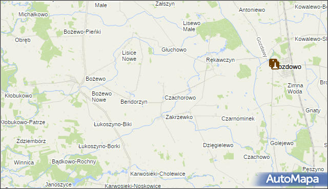 mapa Czachorowo gmina Gozdowo, Czachorowo gmina Gozdowo na mapie Targeo