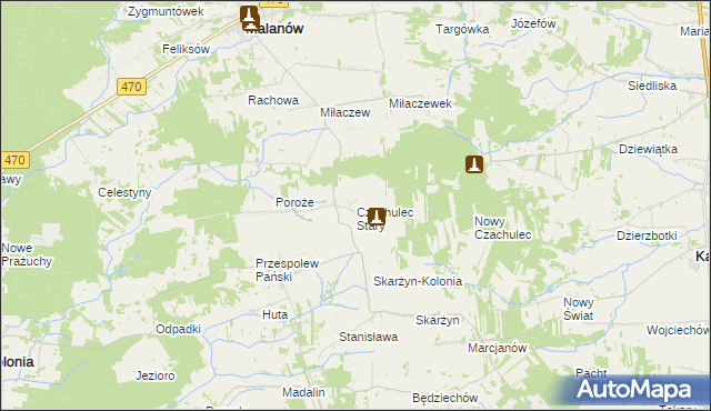 mapa Czachulec Stary, Czachulec Stary na mapie Targeo