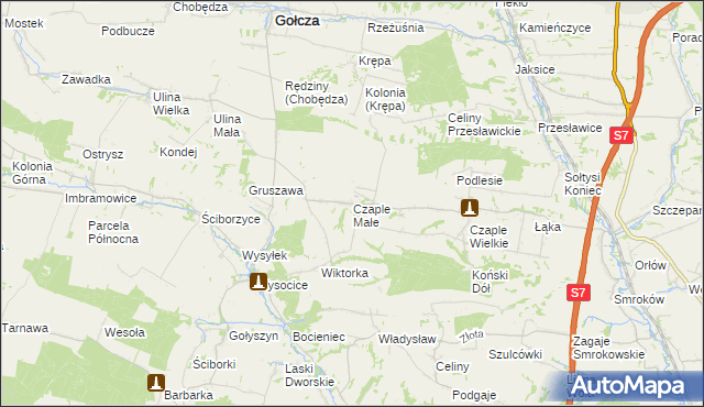 mapa Czaple Małe, Czaple Małe na mapie Targeo