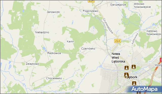 mapa Czarnówko gmina Nowa Wieś Lęborska, Czarnówko gmina Nowa Wieś Lęborska na mapie Targeo