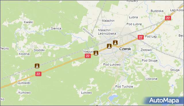 mapa Czersk powiat chojnicki, Czersk powiat chojnicki na mapie Targeo