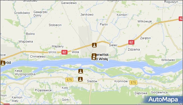 mapa Czerwińsk nad Wisłą, Czerwińsk nad Wisłą na mapie Targeo