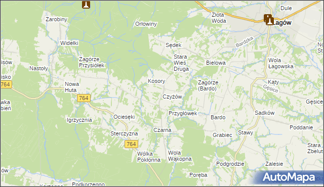 mapa Czyżów gmina Łagów, Czyżów gmina Łagów na mapie Targeo