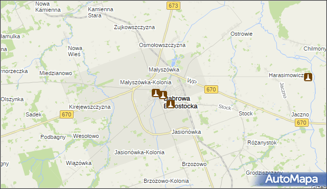 mapa Dąbrowa Białostocka, Dąbrowa Białostocka na mapie Targeo