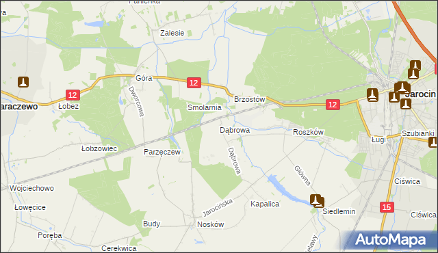 mapa Dąbrowa gmina Jarocin, Dąbrowa gmina Jarocin na mapie Targeo