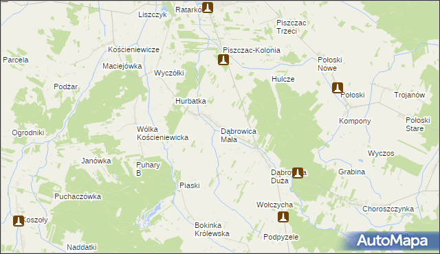 mapa Dąbrowica Mała, Dąbrowica Mała na mapie Targeo