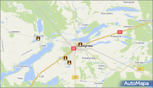 mapa Dobiegniew powiat strzelecko-drezdenecki, Dobiegniew powiat strzelecko-drezdenecki na mapie Targeo