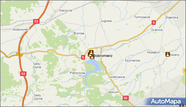 mapa Dobromierz powiat świdnicki, Dobromierz powiat świdnicki na mapie Targeo