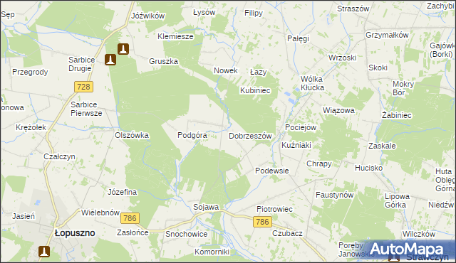 mapa Dobrzeszów, Dobrzeszów na mapie Targeo