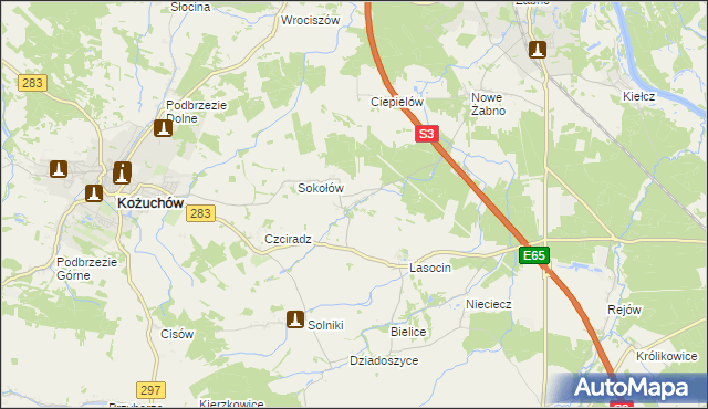 mapa Drwalewice gmina Kożuchów, Drwalewice gmina Kożuchów na mapie Targeo