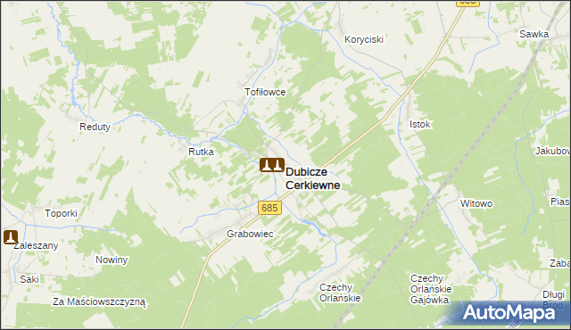 mapa Dubicze Cerkiewne, Dubicze Cerkiewne na mapie Targeo