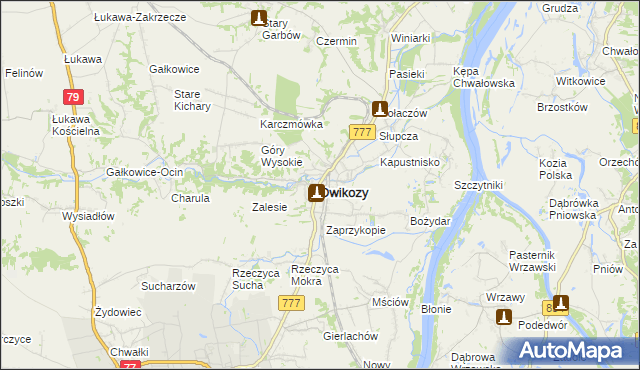 mapa Dwikozy, Dwikozy na mapie Targeo