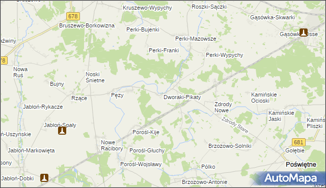 mapa Dworaki-Pikaty, Dworaki-Pikaty na mapie Targeo