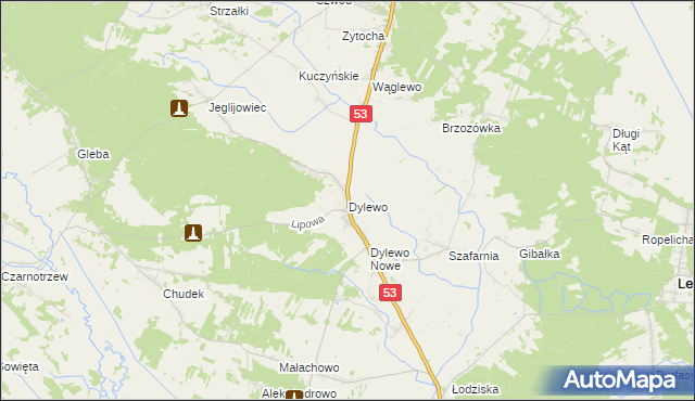 mapa Dylewo gmina Kadzidło, Dylewo gmina Kadzidło na mapie Targeo