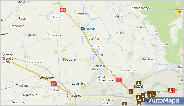 mapa Dzierlin, Dzierlin na mapie Targeo