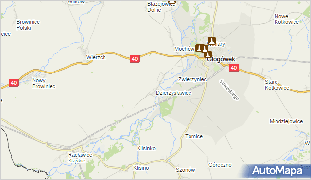 mapa Dzierżysławice, Dzierżysławice na mapie Targeo