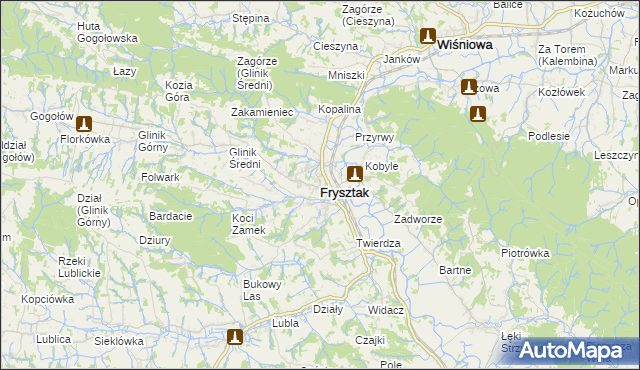 mapa Frysztak, Frysztak na mapie Targeo