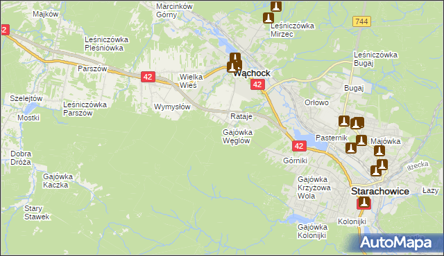 mapa Gajówka Węglów, Gajówka Węglów na mapie Targeo