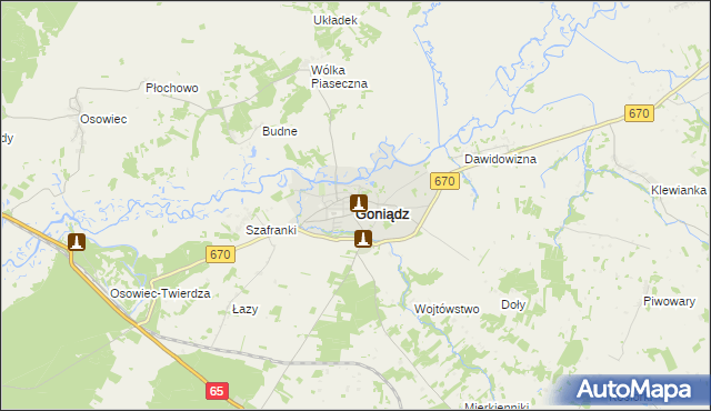 mapa Goniądz, Goniądz na mapie Targeo