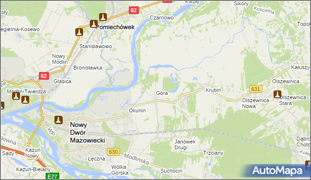 mapa Góra gmina Wieliszew, Góra gmina Wieliszew na mapie Targeo