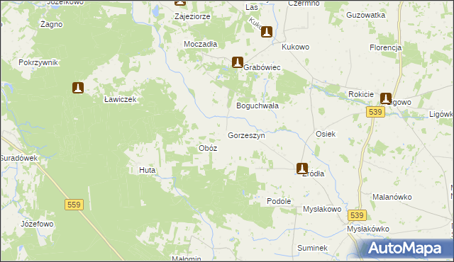 mapa Gorzeszyn, Gorzeszyn na mapie Targeo