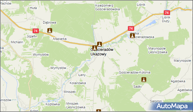 mapa Gościeradów Plebański, Gościeradów Plebański na mapie Targeo