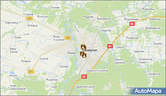 mapa Gostynin, Gostynin na mapie Targeo