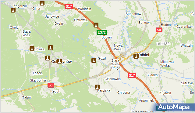 mapa Gózd gmina Kołbiel, Gózd gmina Kołbiel na mapie Targeo