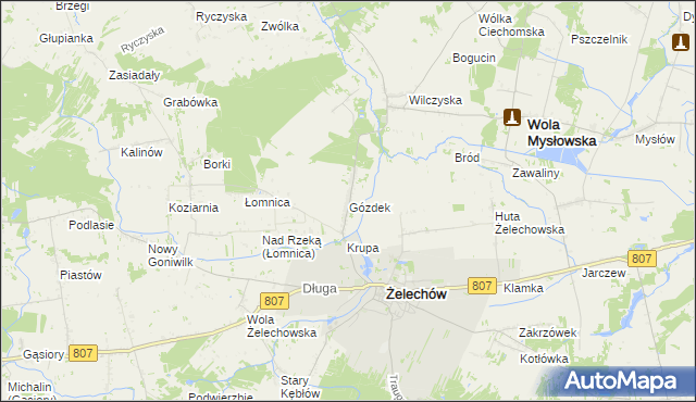 mapa Gózdek gmina Żelechów, Gózdek gmina Żelechów na mapie Targeo