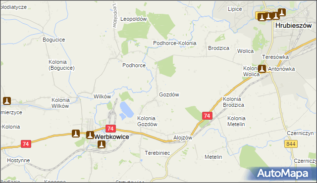 mapa Gozdów gmina Werbkowice, Gozdów gmina Werbkowice na mapie Targeo