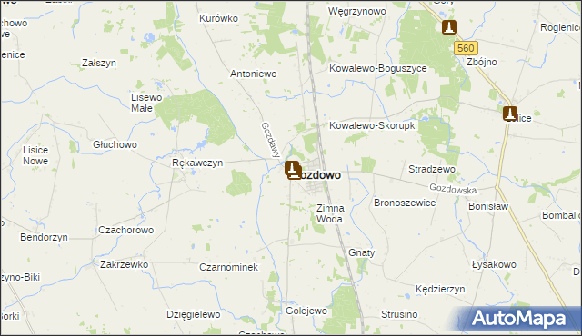 mapa Gozdowo powiat sierpecki, Gozdowo powiat sierpecki na mapie Targeo