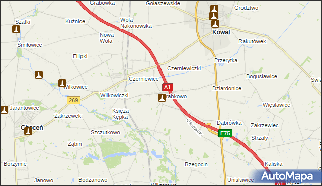 mapa Grabkowo, Grabkowo na mapie Targeo