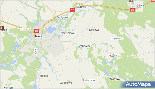 mapa Grabowiec gmina Recz, Grabowiec gmina Recz na mapie Targeo